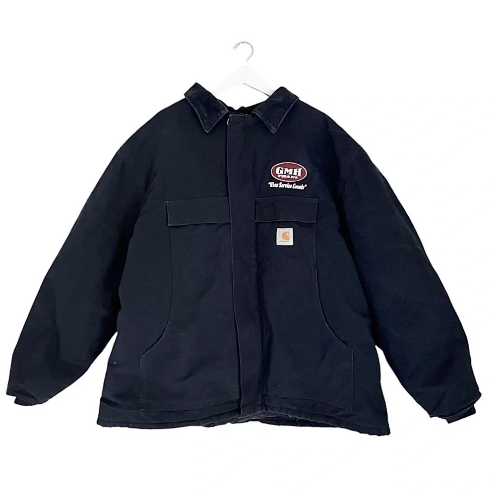 Carhartt‎ Men’s Quilted Winter Duck Coat Navy Blue Size 3XL Logo Patch